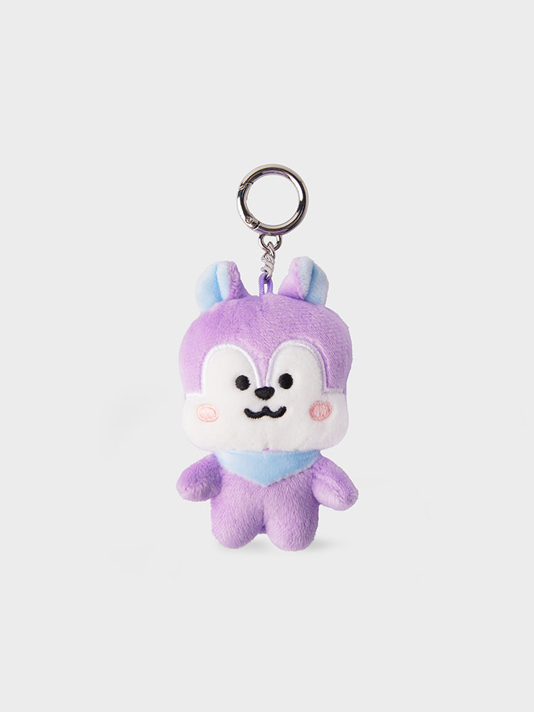 BT21 BABY TATA FLAT FUR FACE BAG CHARM PURPLE HEART EDITION