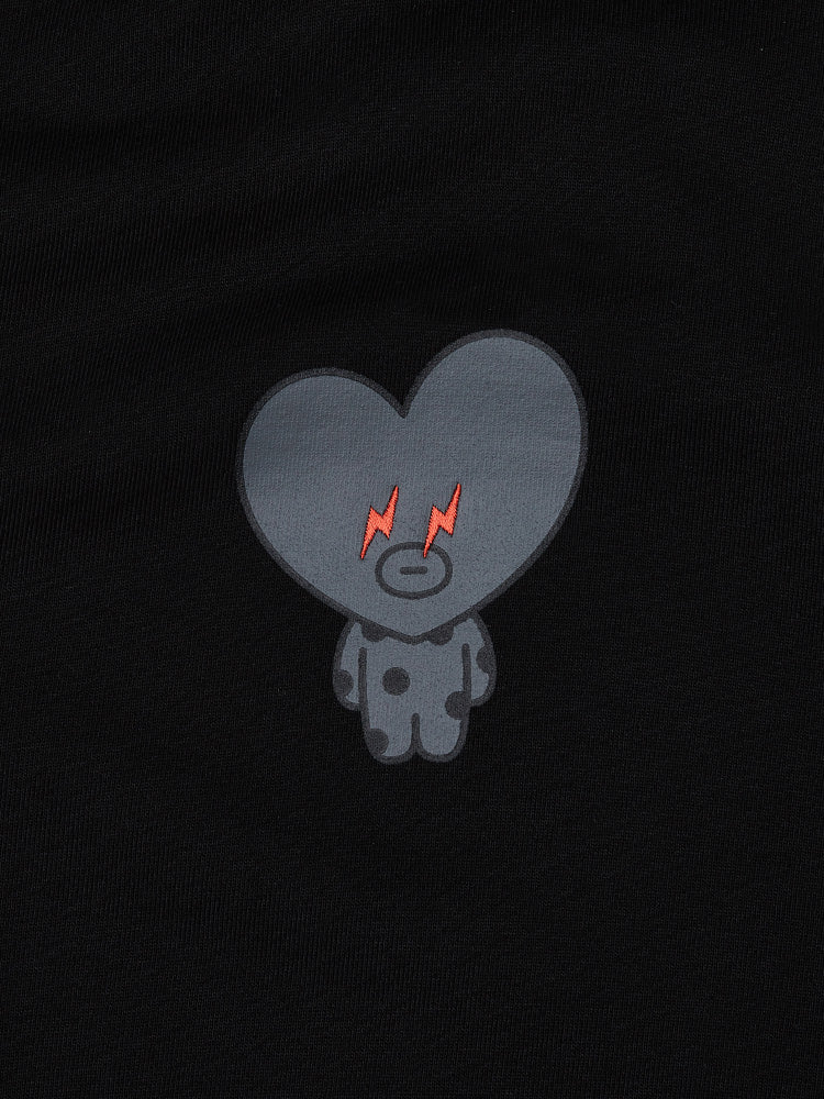 GWP1 타켓 BT21 X FRGMT TATA 그래픽 후드티셔츠 BLACK