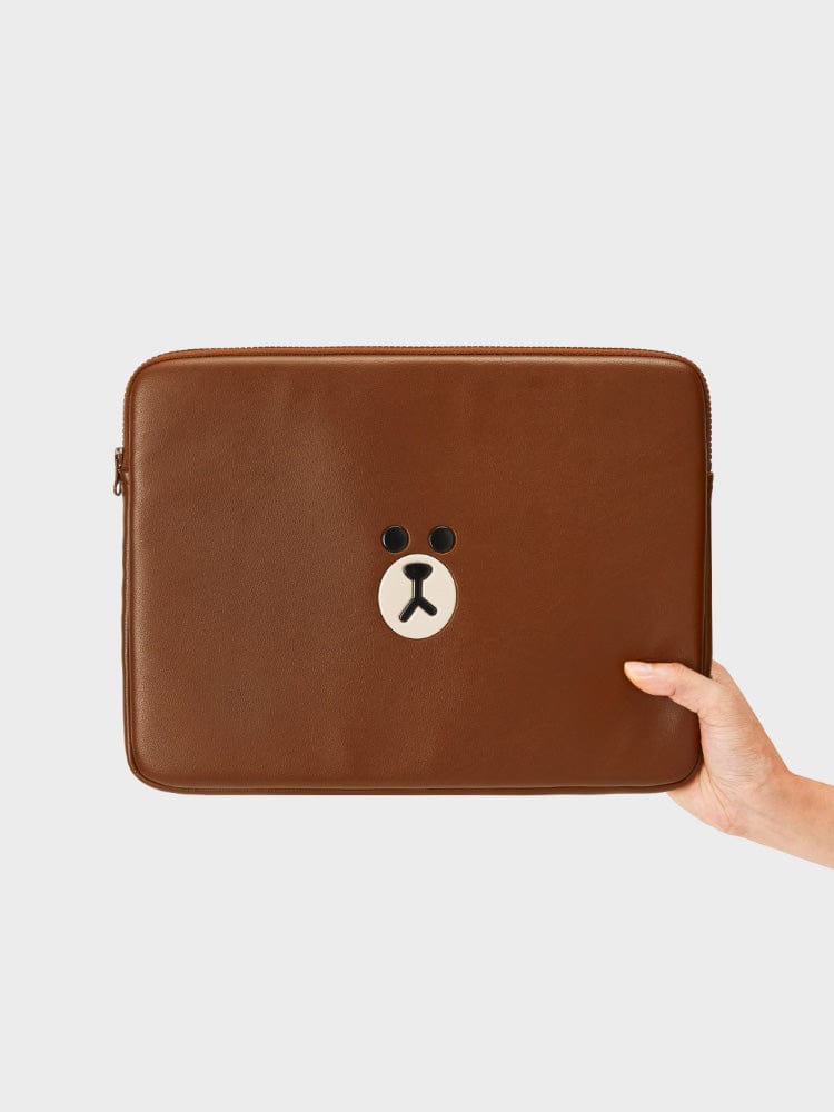 LINE FRIENDS BROWN LAPTOP SLEEVE (13INCH) LEATHERLIKE SQUARE