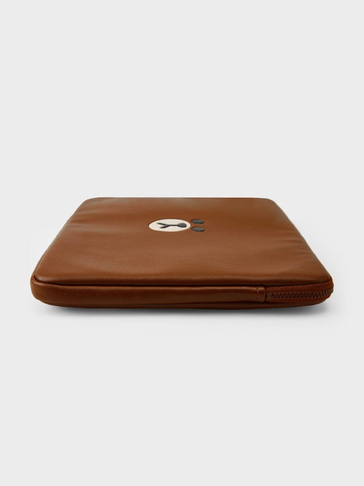 LINE FRIENDS BROWN LAPTOP SLEEVE (16INCH) LEATHERLIKE SQUARE