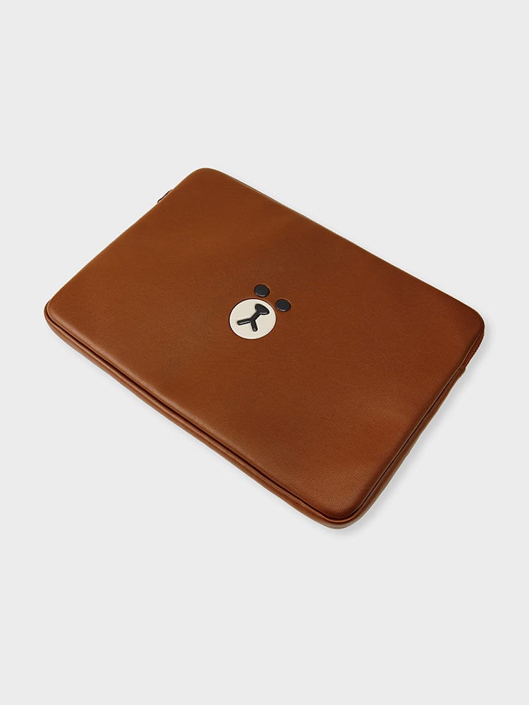 LINE FRIENDS BROWN LAPTOP SLEEVE (16INCH) LEATHERLIKE SQUARE