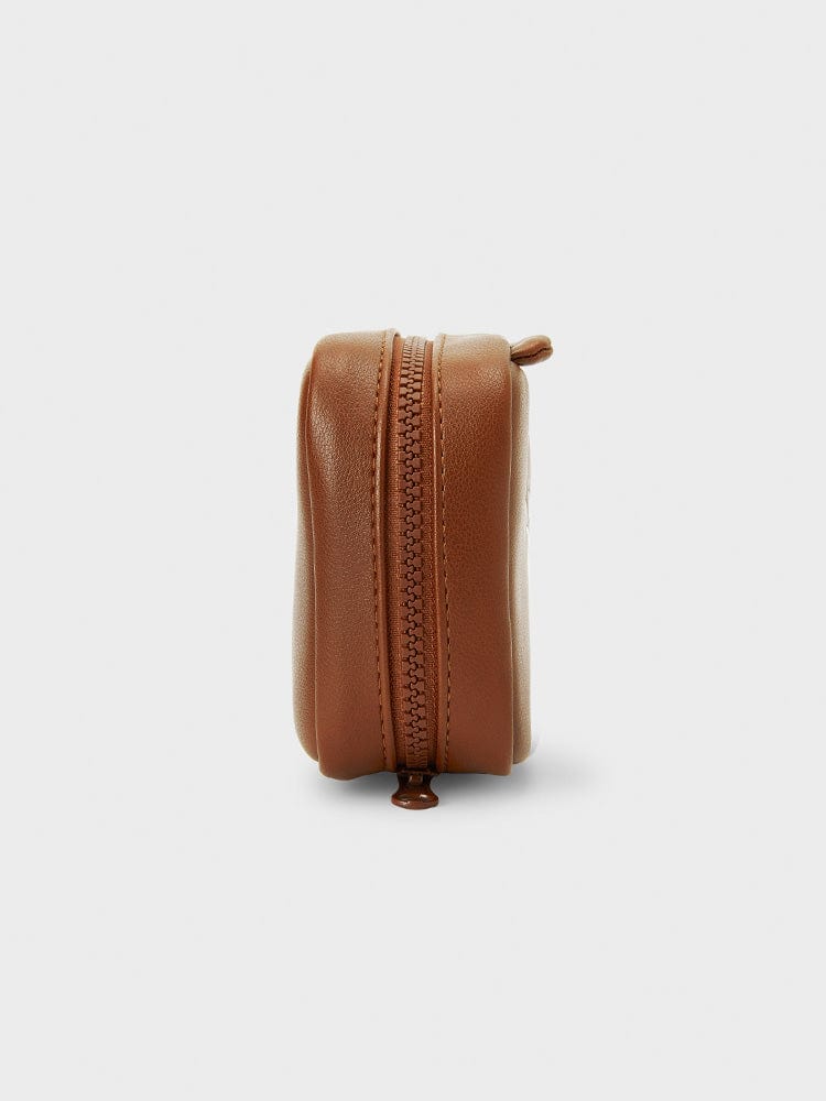 LINE FRIENDS BROWN MULTI POUCH (M) LEATHERLIKE SQUARE