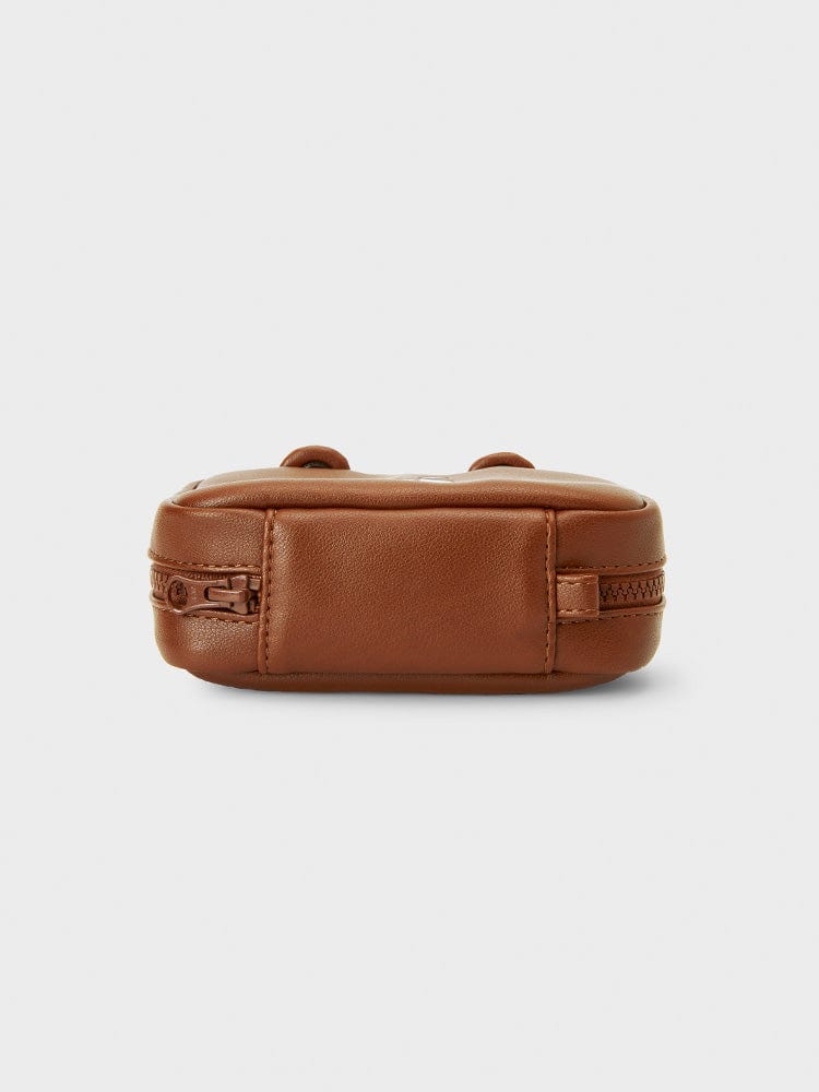 LINE FRIENDS BROWN MULTI POUCH (M) LEATHERLIKE SQUARE