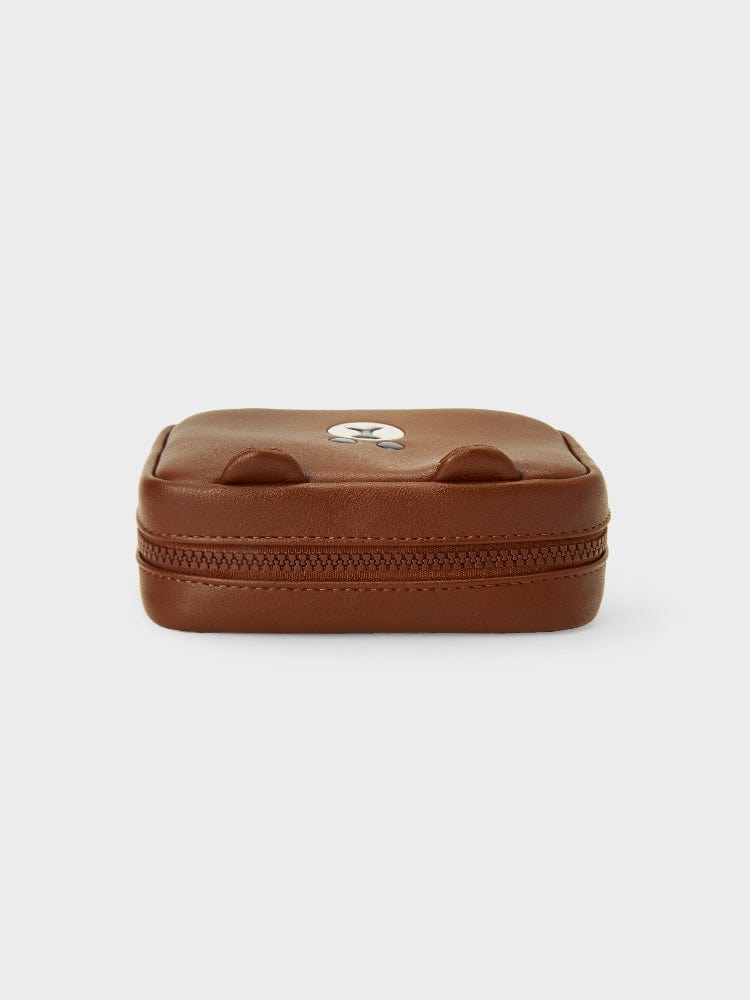 LINE FRIENDS BROWN MULTI POUCH (M) LEATHERLIKE SQUARE