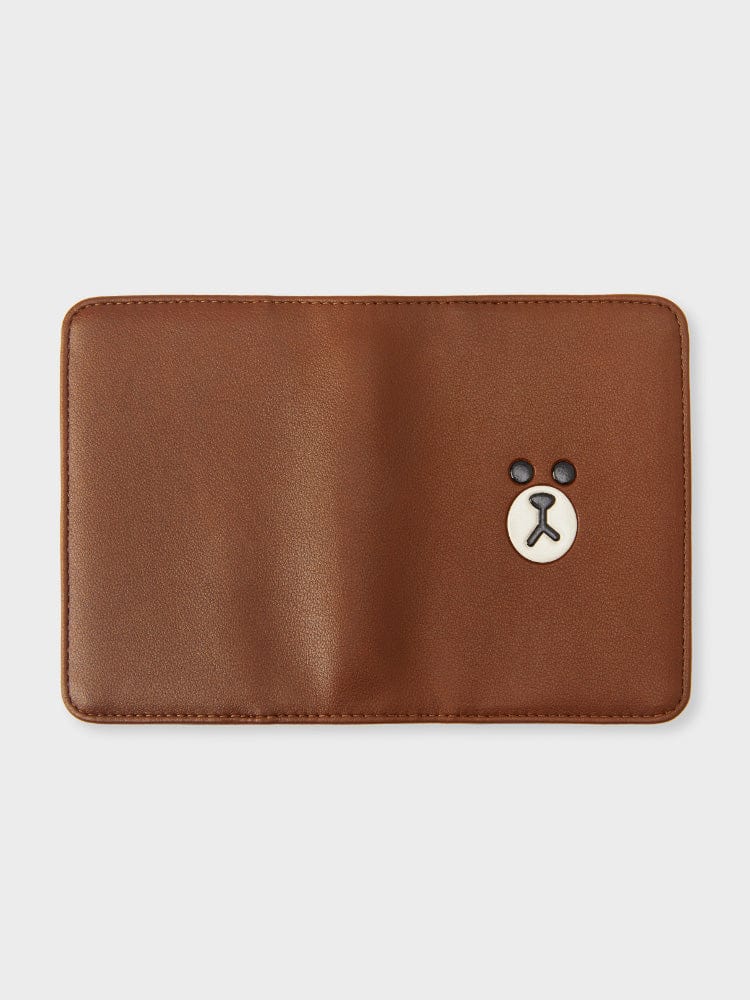 LINE FRIENDS BROWN PASSPORT COVER LEATHERLIKE SQUARE