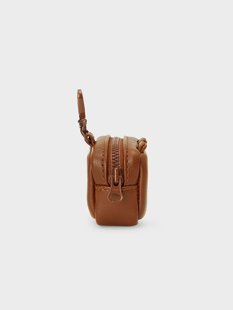 LINE FRIENDS BROWN MULTI POUCH (XS) LEATHERLIKE SQUARE