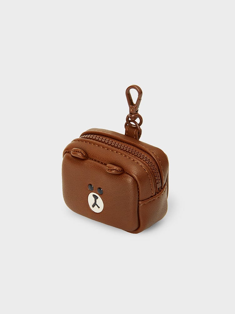 LINE FRIENDS BROWN MULTI POUCH (XS) LEATHERLIKE SQUARE