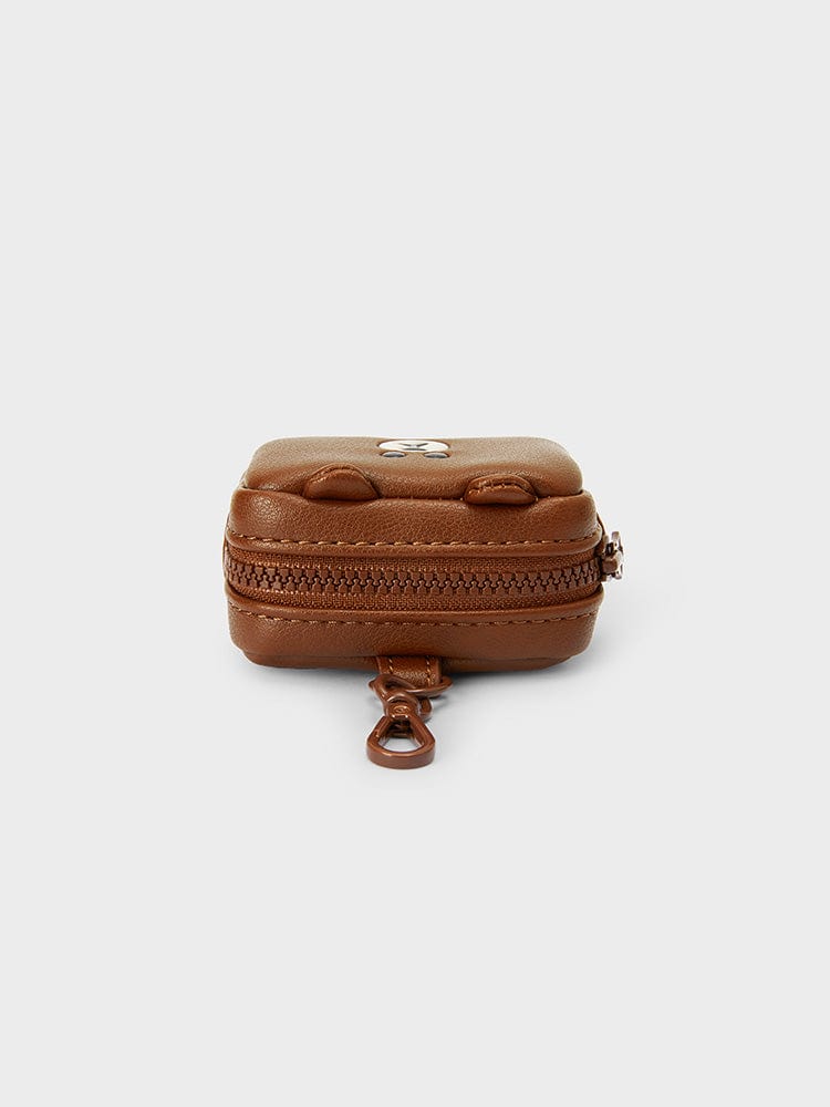 LINE FRIENDS BROWN MULTI POUCH (XS) LEATHERLIKE SQUARE