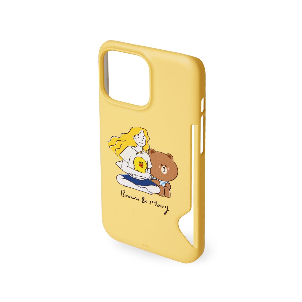 LINE FRIENDS BROWN DRAWING MARY YELLOW iPHONE CASE WITH CARD HOLDER