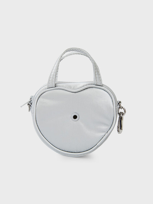 COLLER MINI APPLE KEYRING POUCH PEARL GRAY