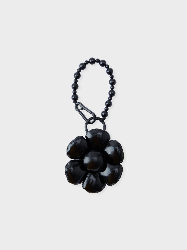 COLLER PADDED BLACK FLOWER KEYRING