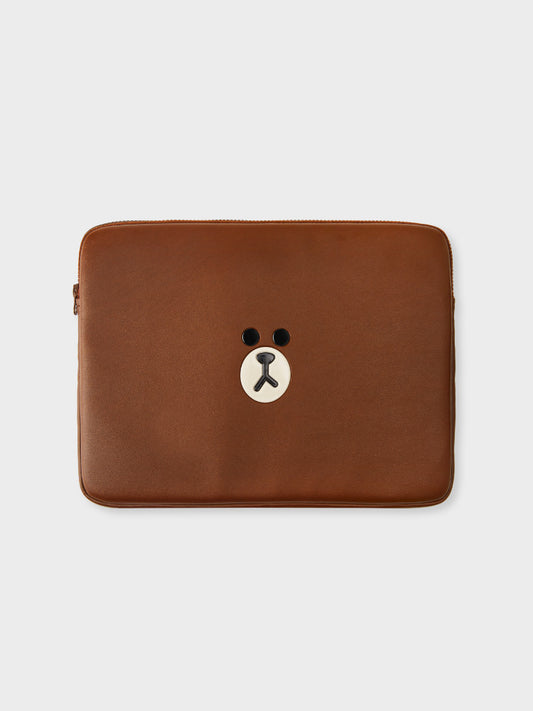 LINE FRIENDS BROWN LAPTOP SLEEVE (13INCH) LEATHERLIKE SQUARE