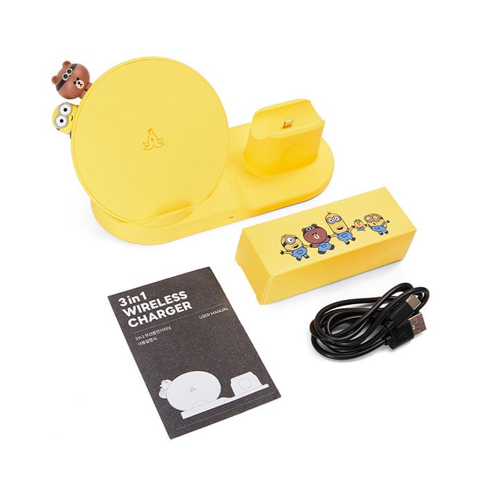 LINE FRIENDS ELECTRONICS MINIONS BROWN & FRIENDS X MINIONS 3IN1 WIRELESS CHARGER MOUNT (7182489551021)