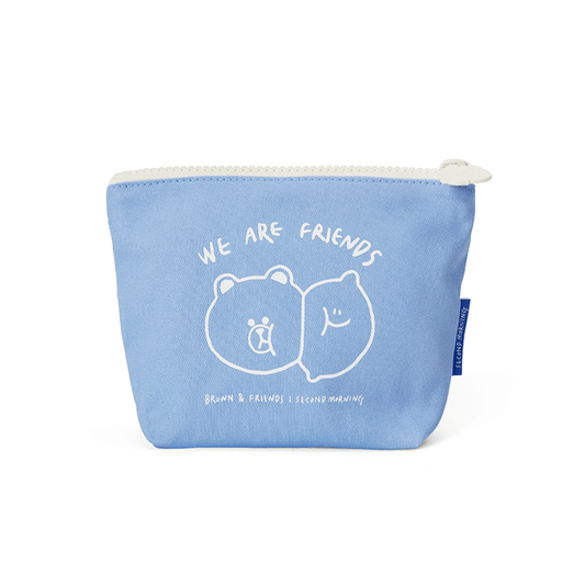 LINE FRIENDS FASHION BLUE BROWN & FRIENDS SECOND MORNING FABRIC POUCH BLUE (7182670299309)