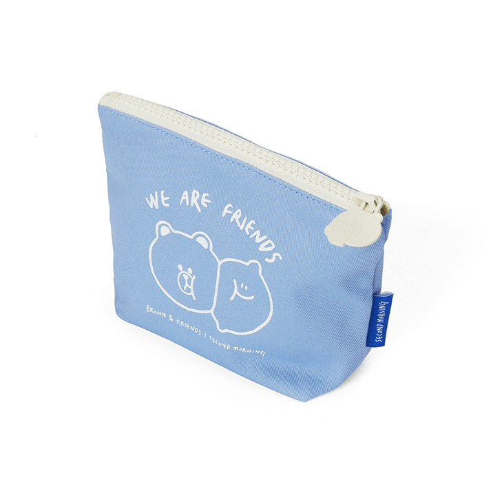 LINE FRIENDS FASHION BLUE BROWN & FRIENDS SECOND MORNING FABRIC POUCH BLUE (7182670299309)