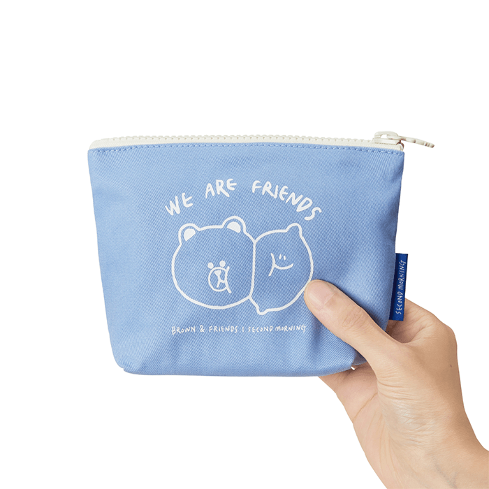 LINE FRIENDS FASHION BLUE BROWN & FRIENDS SECOND MORNING FABRIC POUCH BLUE (7182670299309)