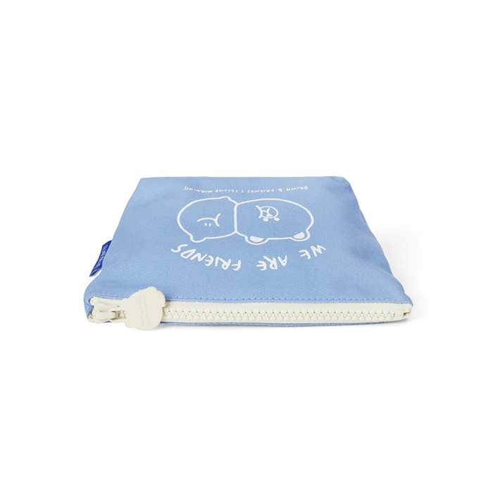 LINE FRIENDS FASHION BLUE BROWN & FRIENDS SECOND MORNING FABRIC POUCH BLUE (7182670299309)