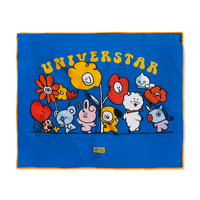 LINE FRIENDS FASHION BLUE BT21 FLOWER PICNIC MAT BLUE (7182647853229)