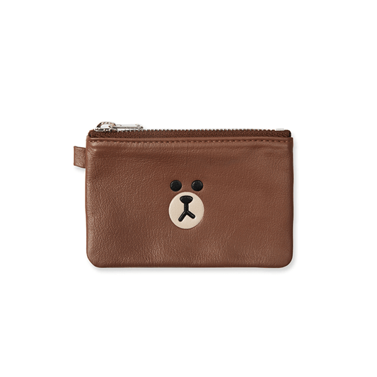 LINE FRIENDS FASHION BROWN BROWN & FRIENDS BROWN SOFT LEATHER MINI POCKET (7182644281517)