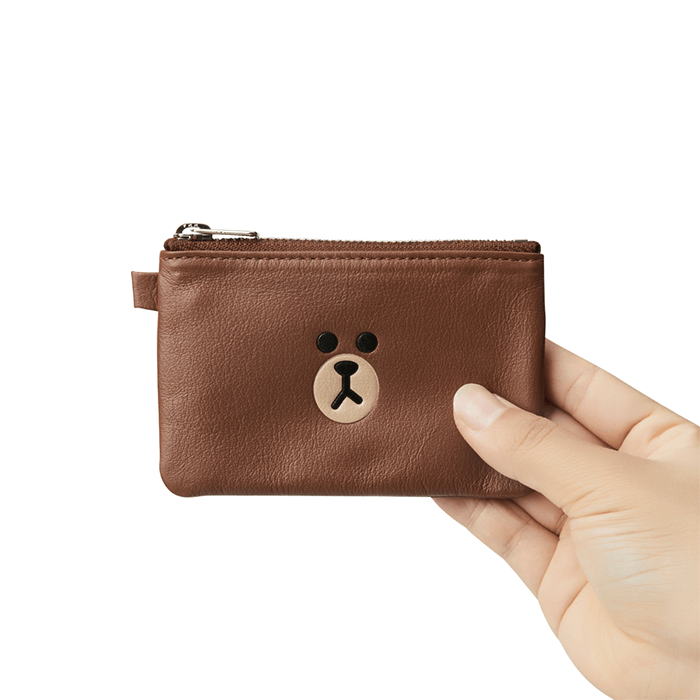 LINE FRIENDS FASHION BROWN BROWN & FRIENDS BROWN SOFT LEATHER MINI POCKET (7182644281517)