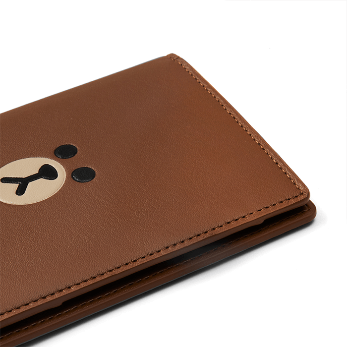 LINE FRIENDS FASHION BROWN BROWN & FRIENDS BROWN SOFT LEATHER PASSPORT HOLDER (7182644510893)