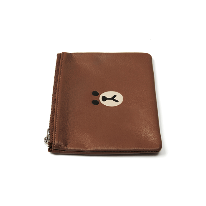 LINE FRIENDS FASHION BROWN BROWN & FRIENDS BROWN SOFT LEATHER POUCH (7182643364013)