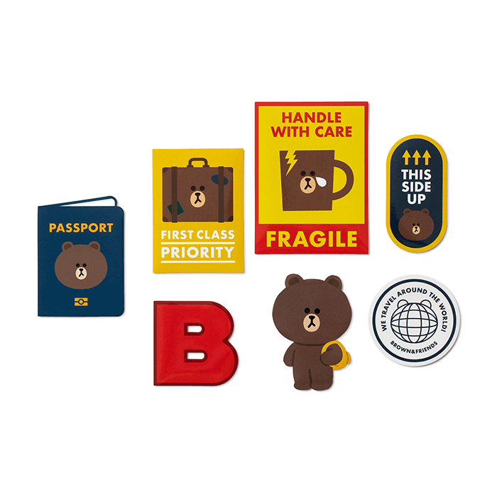 LINE FRIENDS FASHION BROWN & FRIENDS BROWN & FRIENDS TRAVEL CARRIER STICKER PACK (7182564196525)