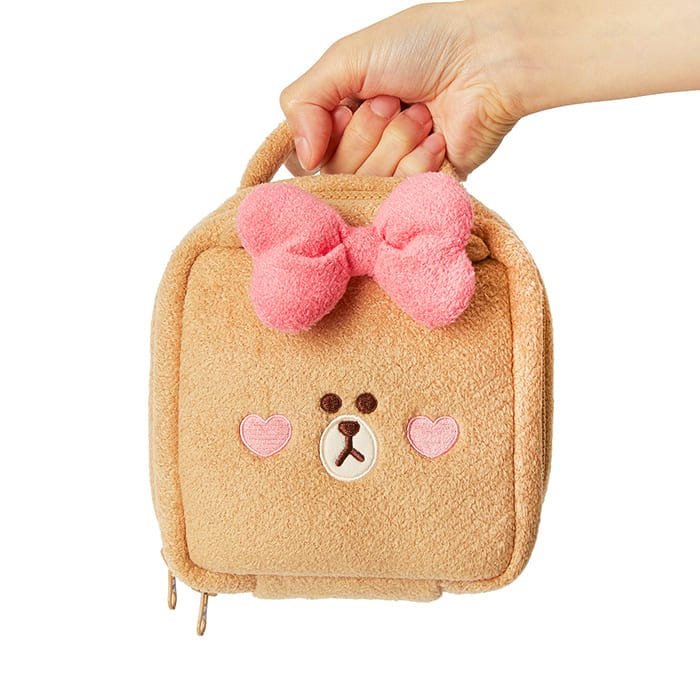 LINE FRIENDS FASHION CHOCO BROWN & FRIENDS CHOCO HEART EDITION COSMETIC BAG (7182490599597)