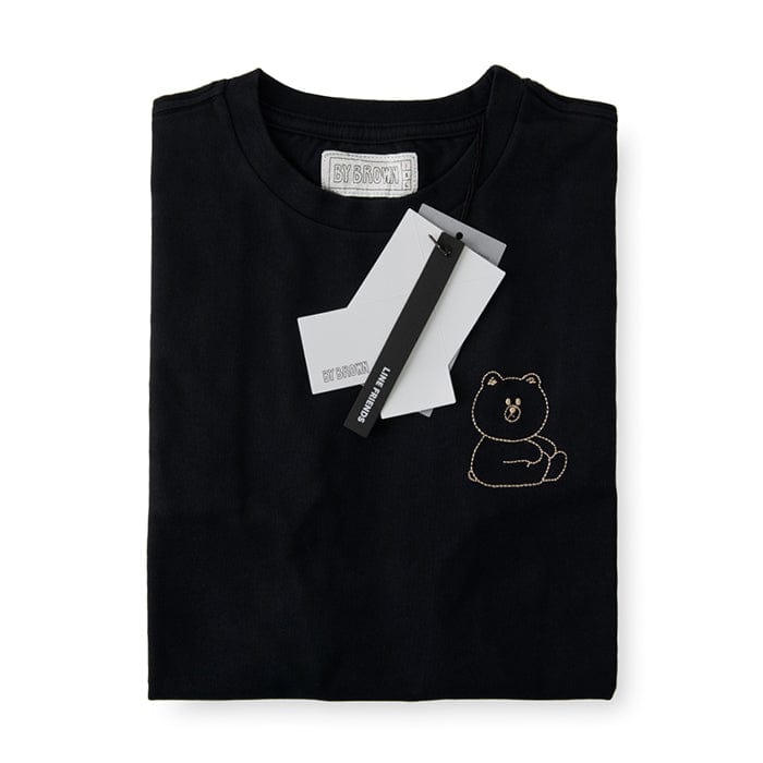 LINE FRIENDS FASHION LINE FRIENDS BROWN BLACK SIGNATURE T-SHIRT (7180940181677)