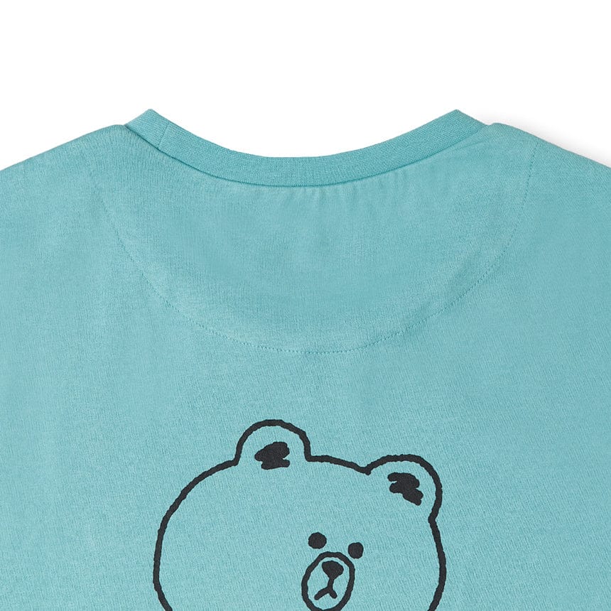 LINE FRIENDS FASHION LINE FRIENDS BROWN MINT-BLUE SYMBOL T-SHIRT (7180940312749)