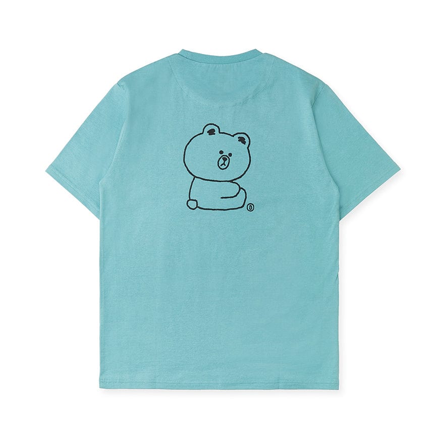 LINE FRIENDS FASHION LINE FRIENDS BROWN MINT-BLUE SYMBOL T-SHIRT (7180940312749)