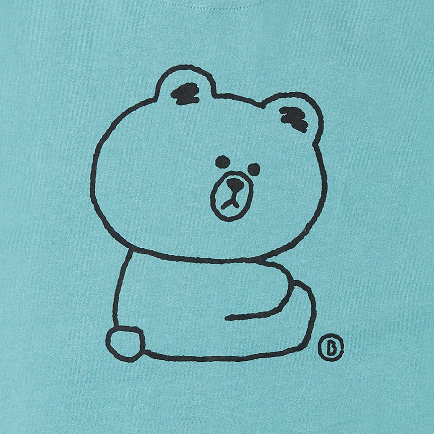 LINE FRIENDS FASHION LINE FRIENDS BROWN MINT-BLUE SYMBOL T-SHIRT (7180940312749)