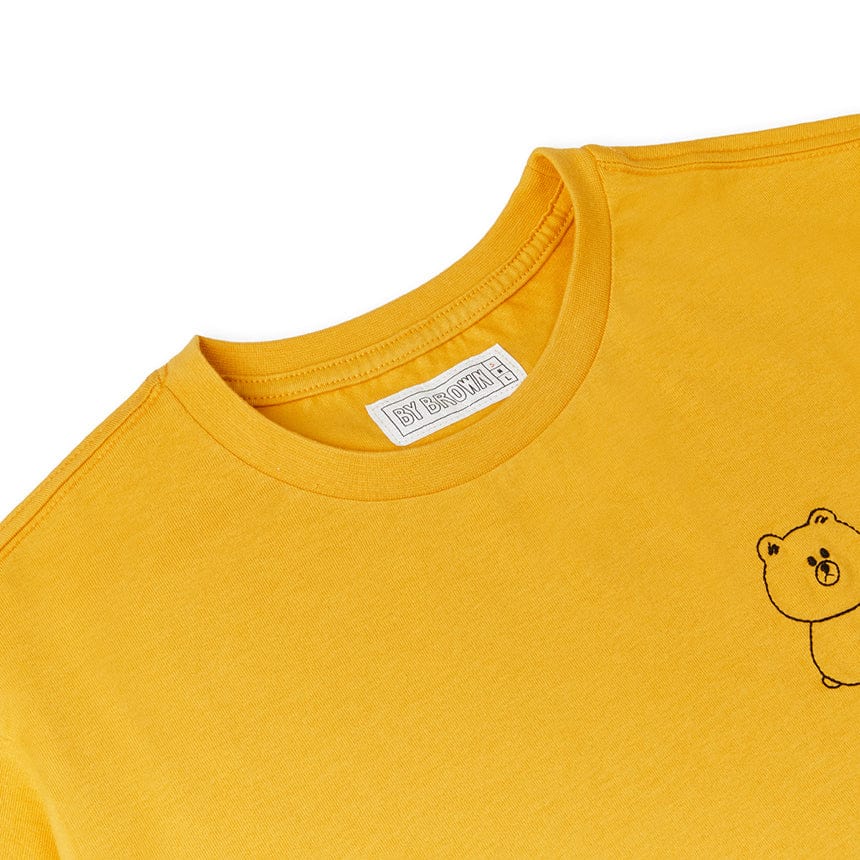 LINE FRIENDS FASHION LINE FRIENDS BROWN MUSTARD-YELLOW SIGNATURE T-SHIRT (7180940214445)