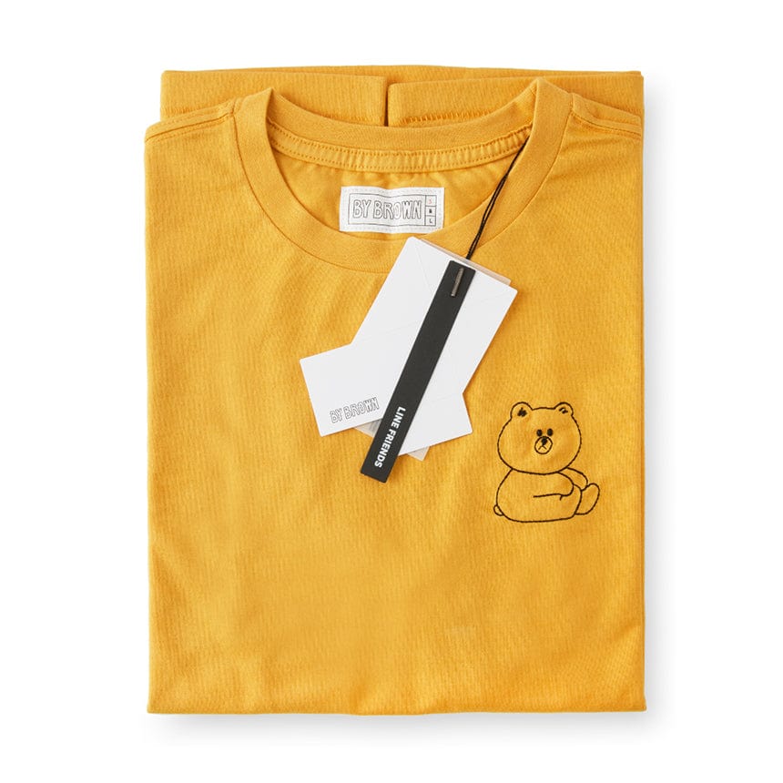 LINE FRIENDS FASHION LINE FRIENDS BROWN MUSTARD-YELLOW SIGNATURE T-SHIRT (7180940214445)