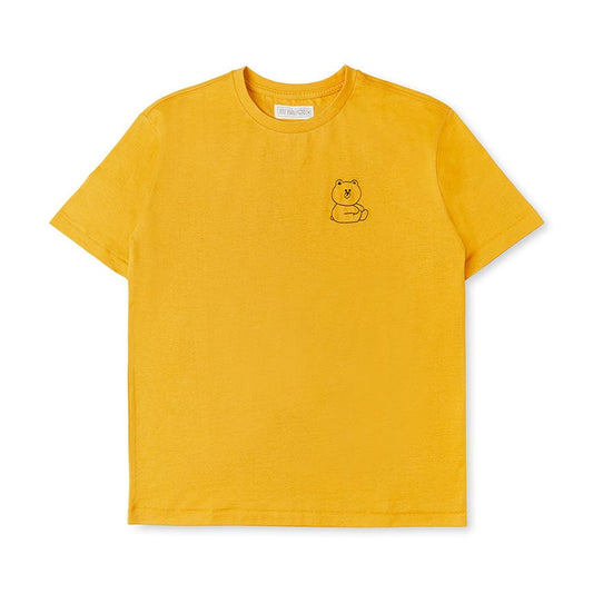 LINE FRIENDS FASHION LINE FRIENDS BROWN MUSTARD-YELLOW SIGNATURE T-SHIRT (7180940214445)