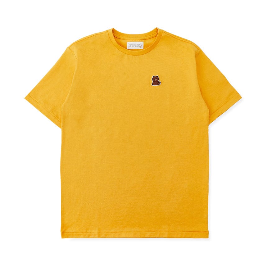 LINE FRIENDS FASHION LINE FRIENDS MUSTARD-YELLOW EMBROIDERED PATCH T-SHIRT (7180940279981)