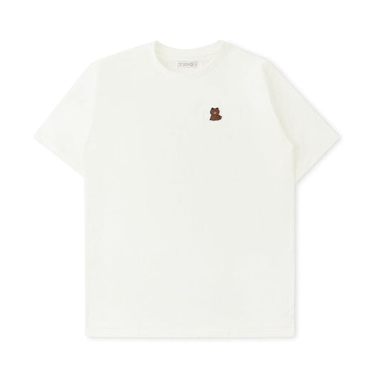 LINE FRIENDS FASHION LINE FRIENDS WHITE EMBROIDERED PATCH T-SHIRT (7180940247213)