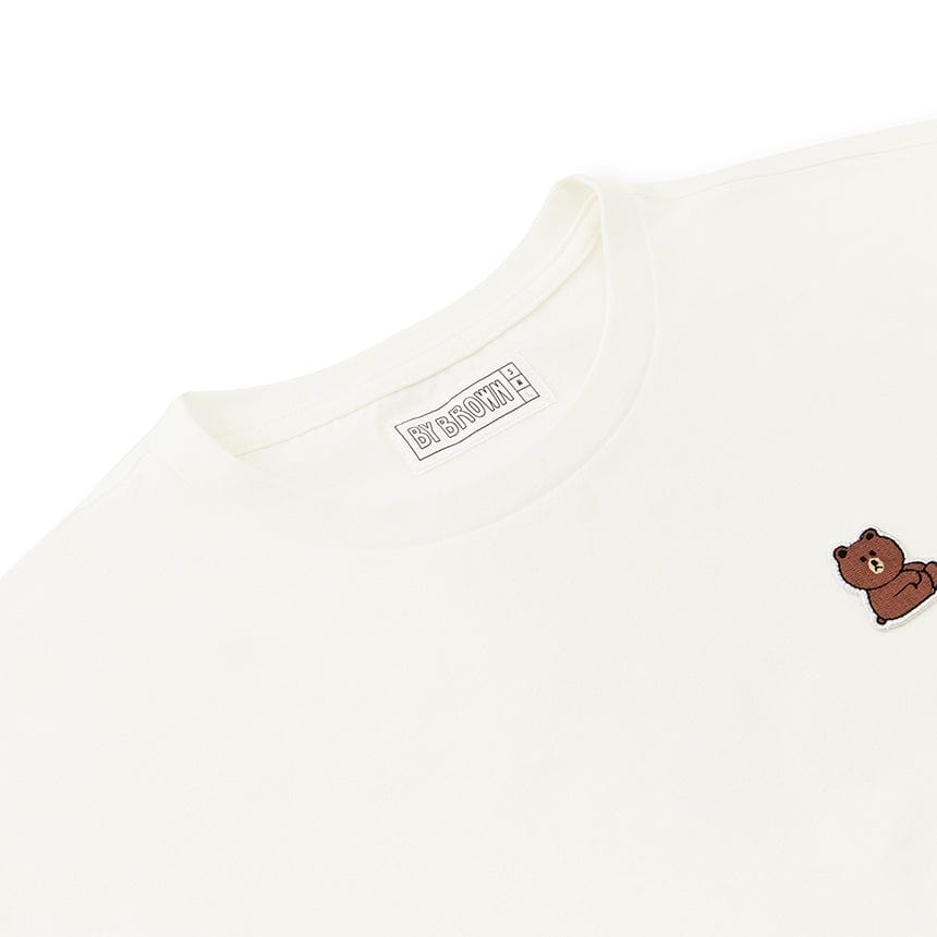 LINE FRIENDS FASHION LINE FRIENDS WHITE EMBROIDERED PATCH T-SHIRT (7180940247213)