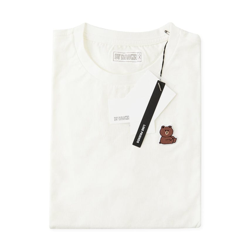 LINE FRIENDS FASHION LINE FRIENDS WHITE EMBROIDERED PATCH T-SHIRT (7180940247213)