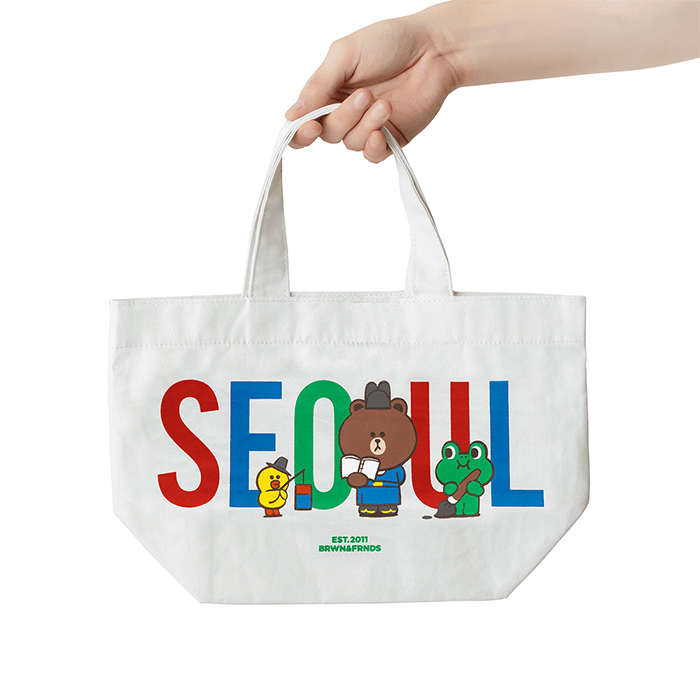 LINE FRIENDS FASHION SEOUL BROWN & FRIENDS CITY EDITION SEOUL CANVAS BAG SMALL (7182558789805)