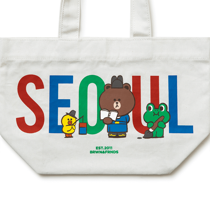 LINE FRIENDS FASHION SEOUL BROWN & FRIENDS CITY EDITION SEOUL CANVAS BAG SMALL (7182558789805)