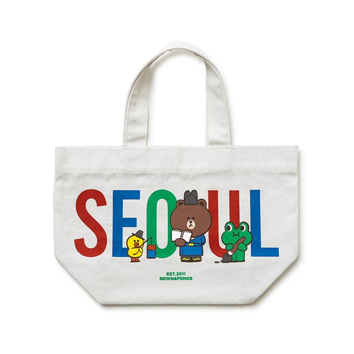 LINE FRIENDS FASHION SEOUL BROWN & FRIENDS CITY EDITION SEOUL CANVAS BAG SMALL (7182558789805)