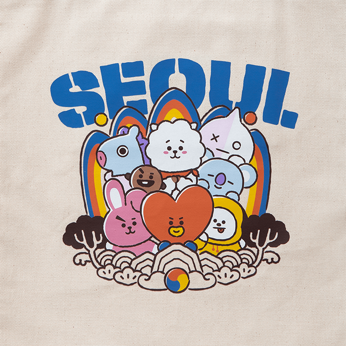 LINE FRIENDS FASHION SEOUL BT21 CITY EDITION CANVAS BAG SEOUL (7182587658413)