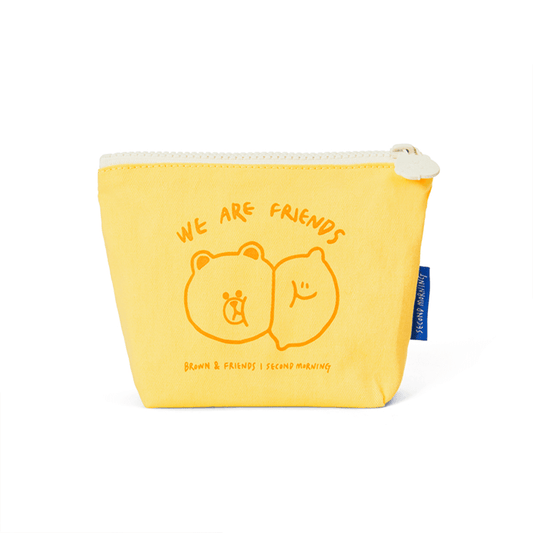 LINE FRIENDS FASHION YELLOW BROWN & FRIENDS SECOND MORNING FABRIC POUCH YELLOW (7182670561453)