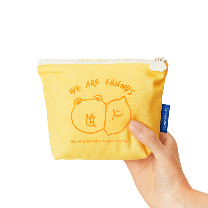 LINE FRIENDS FASHION YELLOW BROWN & FRIENDS SECOND MORNING FABRIC POUCH YELLOW (7182670561453)