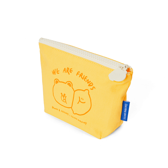 LINE FRIENDS FASHION YELLOW BROWN & FRIENDS SECOND MORNING FABRIC POUCH YELLOW (7182670561453)