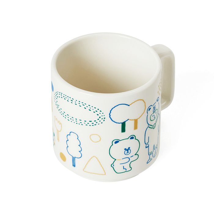 LINE FRIENDS HOUSEHOLD BLUE BROWN & FRIENDS CIRCUS BOY BAND MUG BLUE (7182668955821)