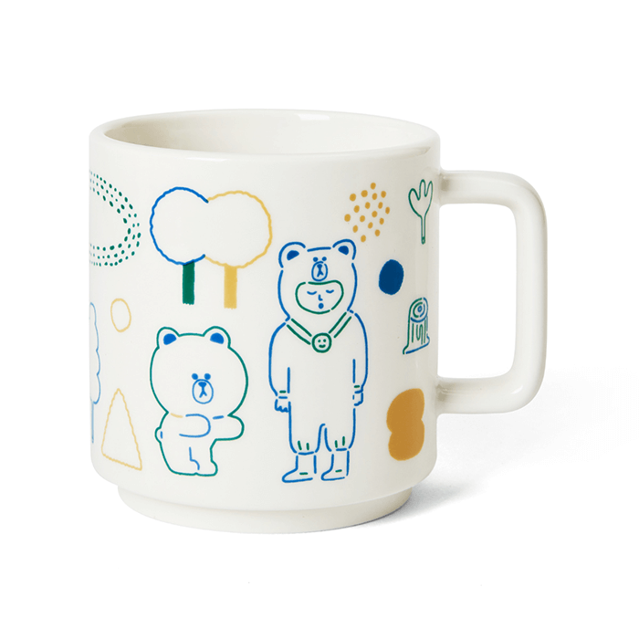 LINE FRIENDS HOUSEHOLD BLUE BROWN & FRIENDS CIRCUS BOY BAND MUG BLUE (7182668955821)