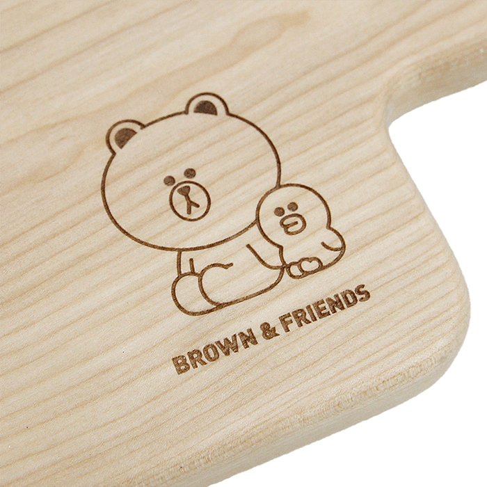 LINE FRIENDS HOUSEHOLD BROWN BROWN & FRIENDS BROWN WOOD PLATE WITH HANDLES (7182550007981)