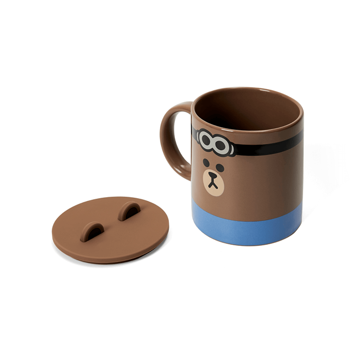 LINE FRIENDS HOUSEHOLD MINIONS MINIONS X BROWN & FRIENDS BROWN MUG CUP & COVER SET (7182526316717)